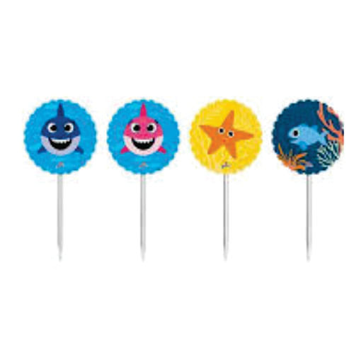 Toppers P/ Doce-Salgado Family Shark C/ 8 Pçs Junco