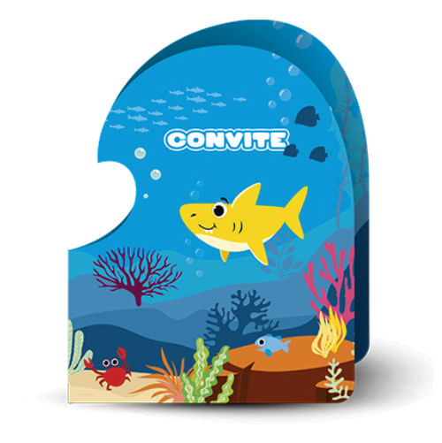 Convite Family Shark C/ 8 Un Junco