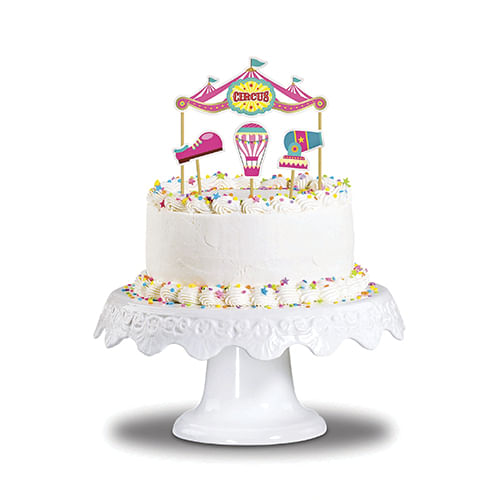 Topo De Bolo Circo Menina C/ 6 Pçs Junco