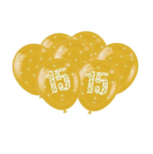 Balão 15 Anos Dourado Aluminizado C/ 25 Un Festcolor