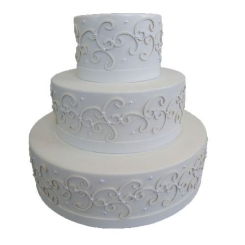 Bolo Cenográfico Arabesco Branco C/ Perolas (19055) Cia Do E. V. A