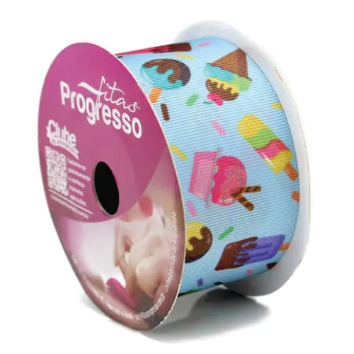 Fita Gorgurão Estampada 009 Doce Azul Cor 024 10 M Progresso