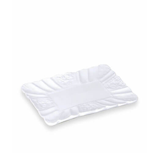 Bandeja Floral Media Branca Ceramica 19 X 26 Cm (8400) Elaine