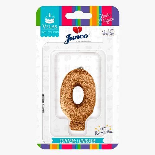 Vela Aniversário Live C/ Glitter Ouro Junco