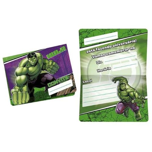 Convite Pequeno Hulk C/ 8 Un Regina