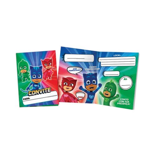 Convite Pequeno Pj Masks C/ 8 Un Regina