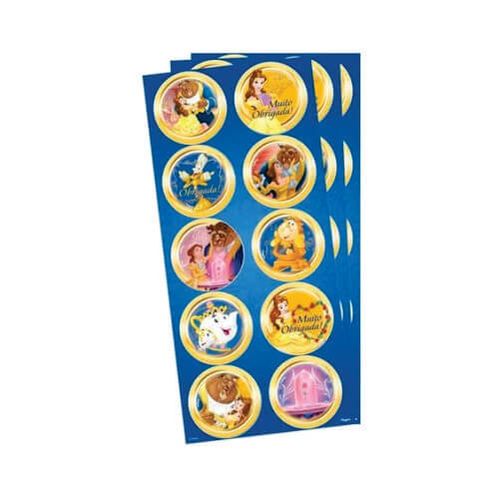 Adesivo Redondo Bela E A Fera C/ 3 Un Regina