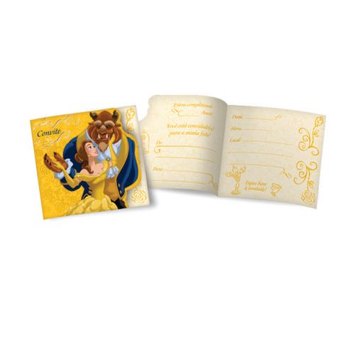 Convite Grande Bela E A Fera C/ 8 Un Regina