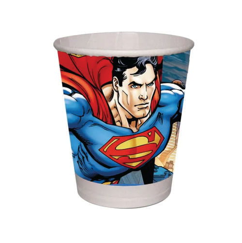 Copo Descartavél Papel 200 Ml Superman C/ 8 Un Festcolor