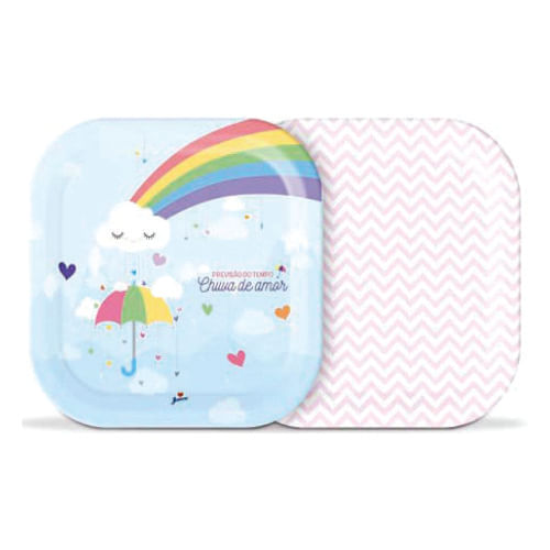 Prato 18 Cm Chuva De Amor C/ 8 Un Junco