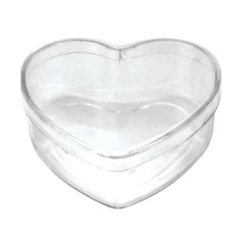 Caixa Acrilica Coração 4,5 Cm Transparente C/ 10 Un
