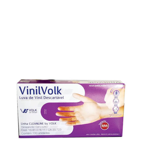 Luva De Vinil M S/ Pó C/ 100 Un Volk Do Brasil