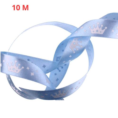 Fita Cetim Estampado Ecf003s Coroa 10 Metros