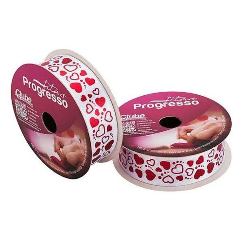 Fita Ecf N005s Cor 100 Vermelho C/ Coraçoes Branco 10m Ph