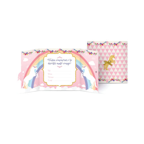 Convite Unicornio C/ 8 Un Junco
