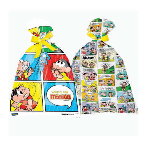 Sacola Plast. Turma Da Monica C/ 8 Un Festcolor