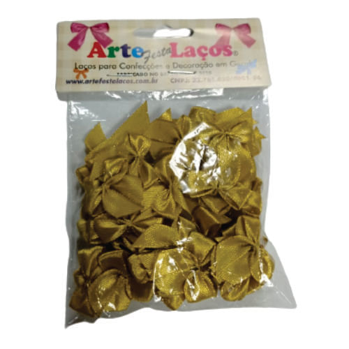 Laço Borboleta C/ 50 Un Dourado Arte Laços