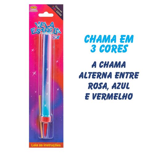 Vela Estrela Tricolor 15 Cm Mundo Bizarro