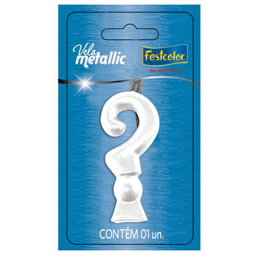 Vela Aniversário Metalizada Branca Festcolor