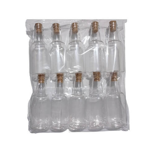 Garrafinha Plastica Tampa Rolha Natural 5un