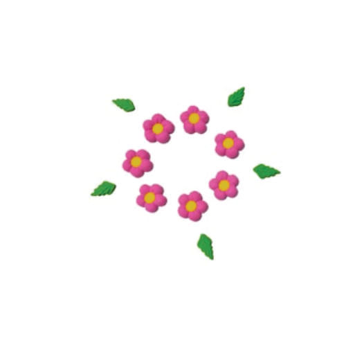 Biscuit Comestivel Flor Bolinha P Rosa C/ 12 Flores E 12 Folhas (226) Jady
