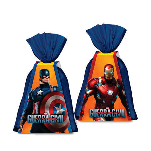 Sacola Plast. Capitão América Assemble C/ 8 Un Regina