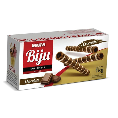 Canudo Biju Chocolate S/ Recheio 1 Kg Marvi