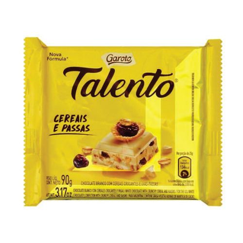 Talento Tab Chocolate Branco Cereal 85 Gr Garoto