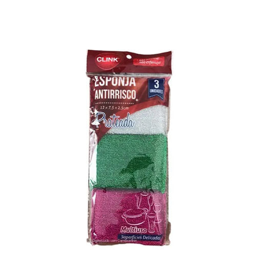 Kit 3 Esponjas Anti-Risco Poliester 12x7,5x2,5 Cm (Ck1978) Clink