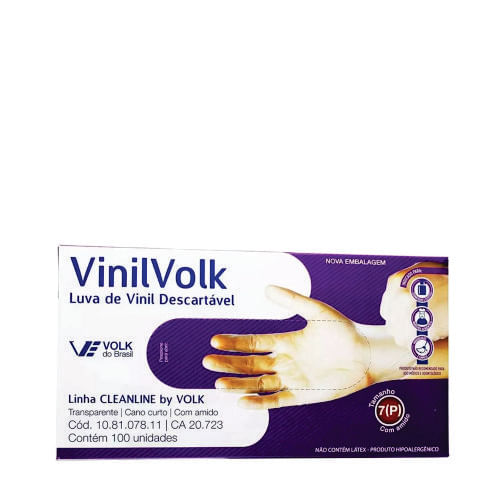 Luva De Vinil P S/ Pó C/ 100 Un Volk Do Brasil