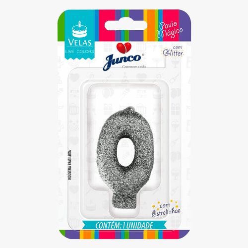 Vela Aniversário Live C/ Glitter Prata Junco