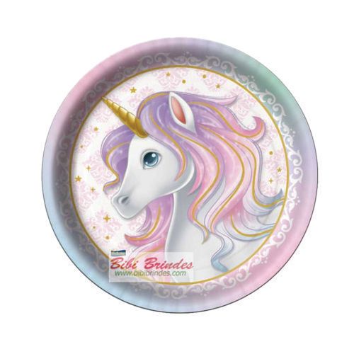 Prato 18 Cm Unicornio C/ 8 Un Festcolor