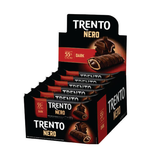 Waffer Trento Nero Dark 352 Gr (16un X 22gr) Peccin