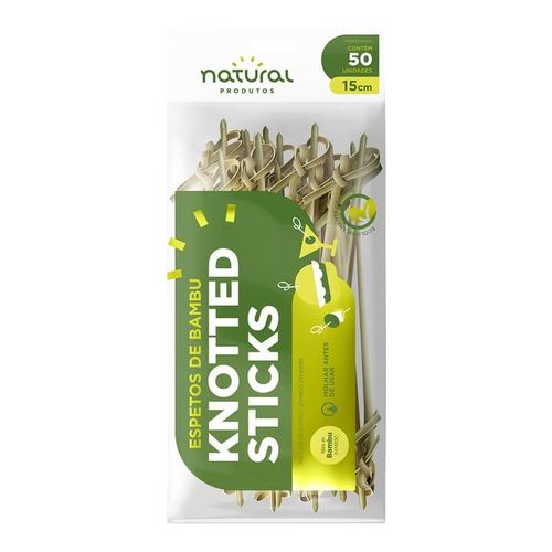 Espeto Knotted Stick 15 Cm C/ 50 Un Natural Palitos