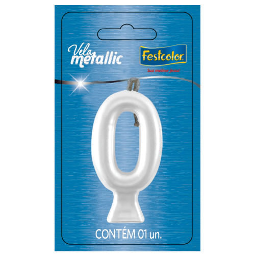 Vela Aniversário Metalizada N 0 Branca Festcolor