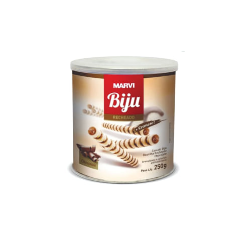 Canudo Biju Recheado Chocolate 250 Gr Marvi