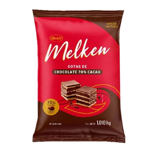 Chocolate Melken Amargo 70% Cacau Gotas 1,01 Kg Harald