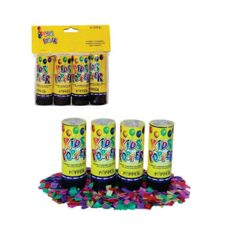 Lança Confete 11 Cm Colorido Papel Crepom (8011-4c) C/ 4 Un Popper