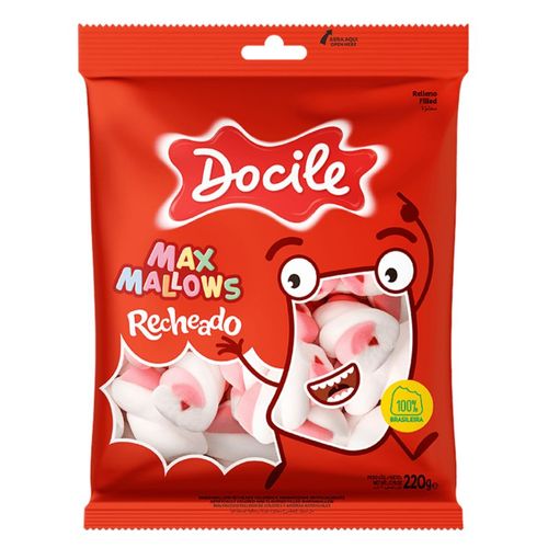 Marshmallow Recheado Twist Rosa E Branco 220 Gr Docile