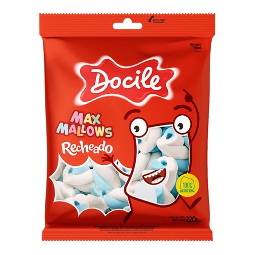 Marshmallow Recheado Twist Azul E Branco 220 Gr Docile