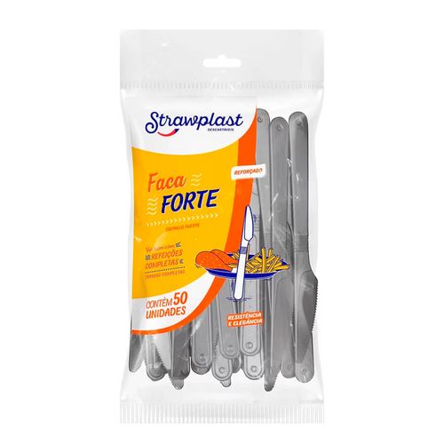 Faca Forte Prata C/ 50 Un Strawplast
