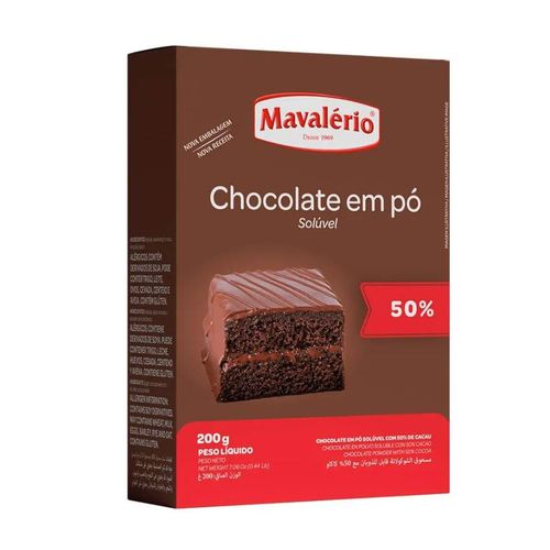 Chocolate Em Pó 50% 200 Gr Mavalério