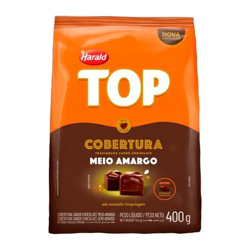 Chocolate Top Meio Amargo Gotas 400 Gr Harald