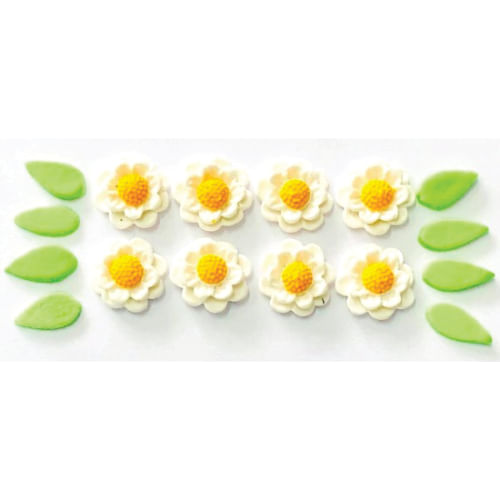 Biscuit Comestivel Flor Rubi Branca C/ 8 Flores E 8 Folhas (450) Jady