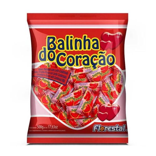 Balinha Coração Morango 500 Gr Florestal