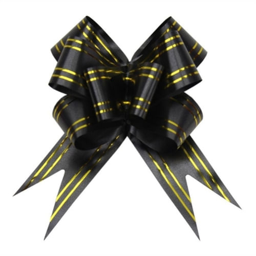 Laço Pronto Pt/Ouro 30mm C/10 Brfestas