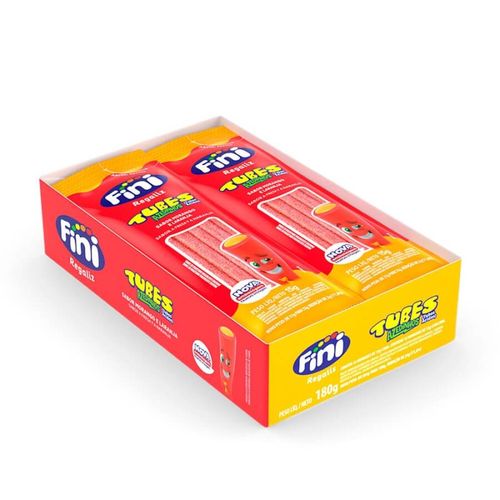 Bala Tubes Morango C/ Laranja Citrico 12x15gr Fini