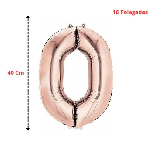 Balao Numero Metalizado 40cm Rose