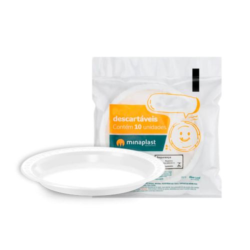 Prato Descartável Branco Nº 15 C/ 10 Un Minaplast