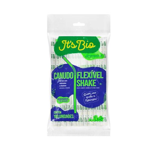 Canudo Biodegradavel Flex Shake Sache C/ 100 Un 8 Mm Strawplast